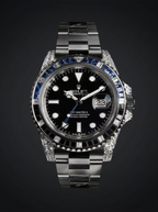 Rolex GMT-Master II 40 mm – Oystersteel – "Batman" Custom Diamond-Set with Blue/Black Gemstone Bezel