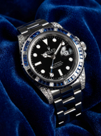 Rolex GMT-Master II 40 mm – Oystersteel – "Batman" Custom Diamond-Set with Blue/Black Gemstone Bezel