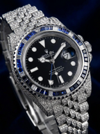 Rolex GMT-Master II 40 mm – Oystersteel – "Batgirl" Custom Diamond-Set with Blue/Black Gemstone Bezel