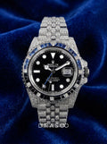 Rolex GMT-Master II 40 mm – Oystersteel – "Batgirl" Custom Diamond-Set with Blue/Black Gemstone Bezel