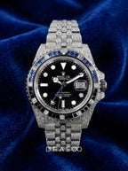 Rolex GMT-Master II 40 mm – Oystersteel – "Batgirl" Custom Diamond-Set with Blue/Black Gemstone Bezel