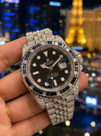 Rolex GMT-Master II 40 mm – Oystersteel – "Batgirl" Custom Diamond-Set with Blue/Black Gemstone Bezel