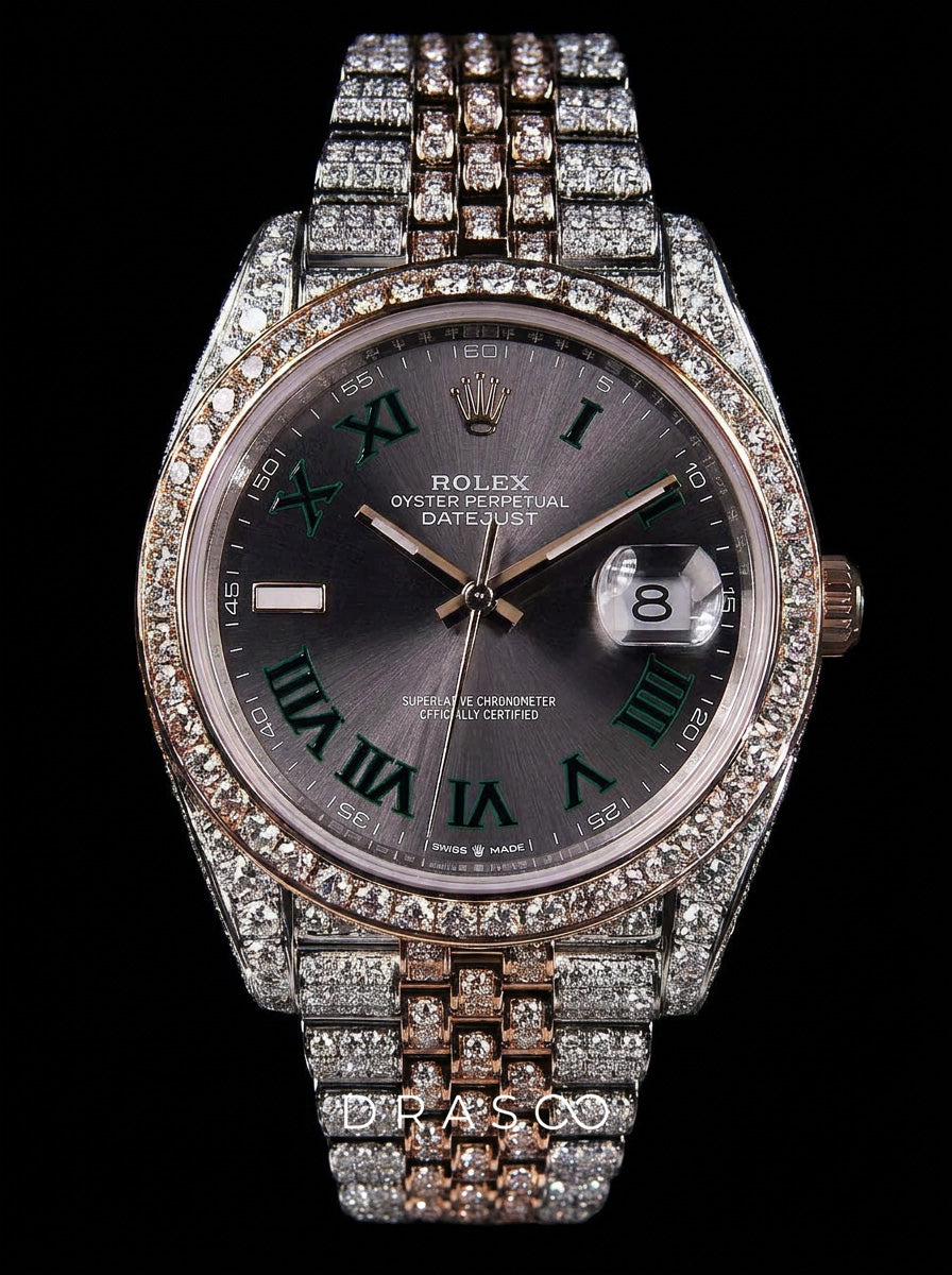 Rolex Datejust 41 – Oystersteel & Rose Gold – Jubilee – Wimbledon Dial – Custom Diamond-Set