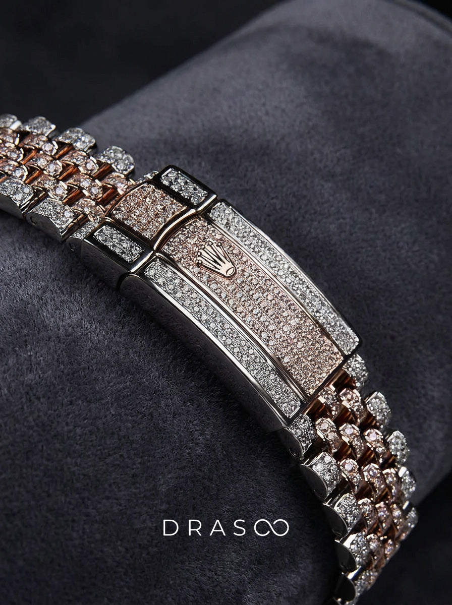 Rolex Datejust 41 – Oystersteel & Rose Gold – Jubilee – Wimbledon Dial – Custom Diamond-Set