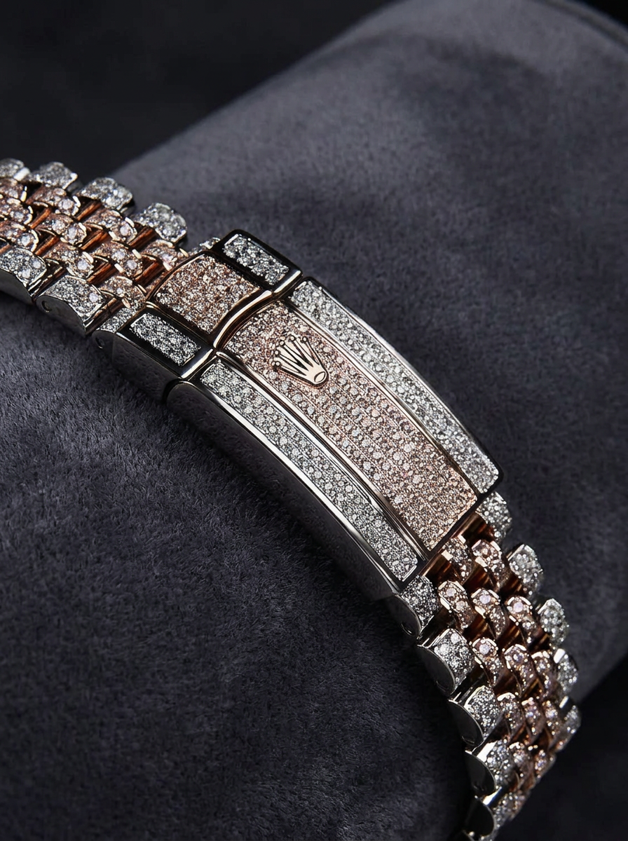 Rolex Datejust 41 – Oystersteel & Rose Gold – Jubilee – Wimbledon Dial – Custom Diamond-Set