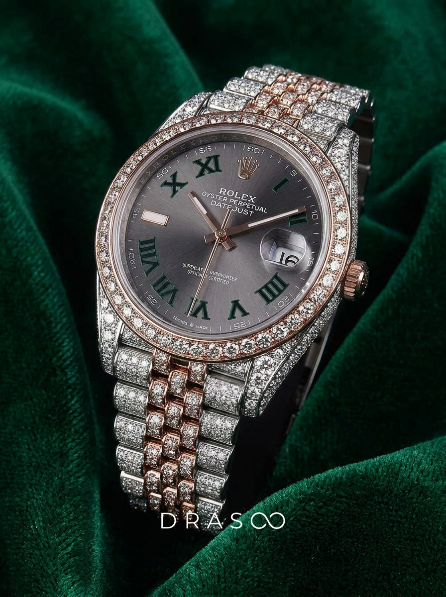 Rolex Datejust 41 – Oystersteel & Rose Gold – Jubilee – Wimbledon Dial – Custom Diamond-Set