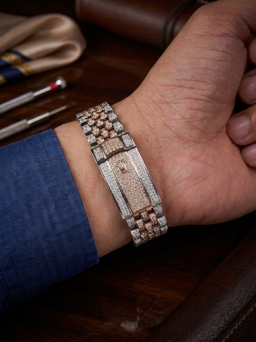 Rolex Datejust 41 – Oystersteel & Rose Gold – Jubilee – Wimbledon Dial – Custom Diamond-Set