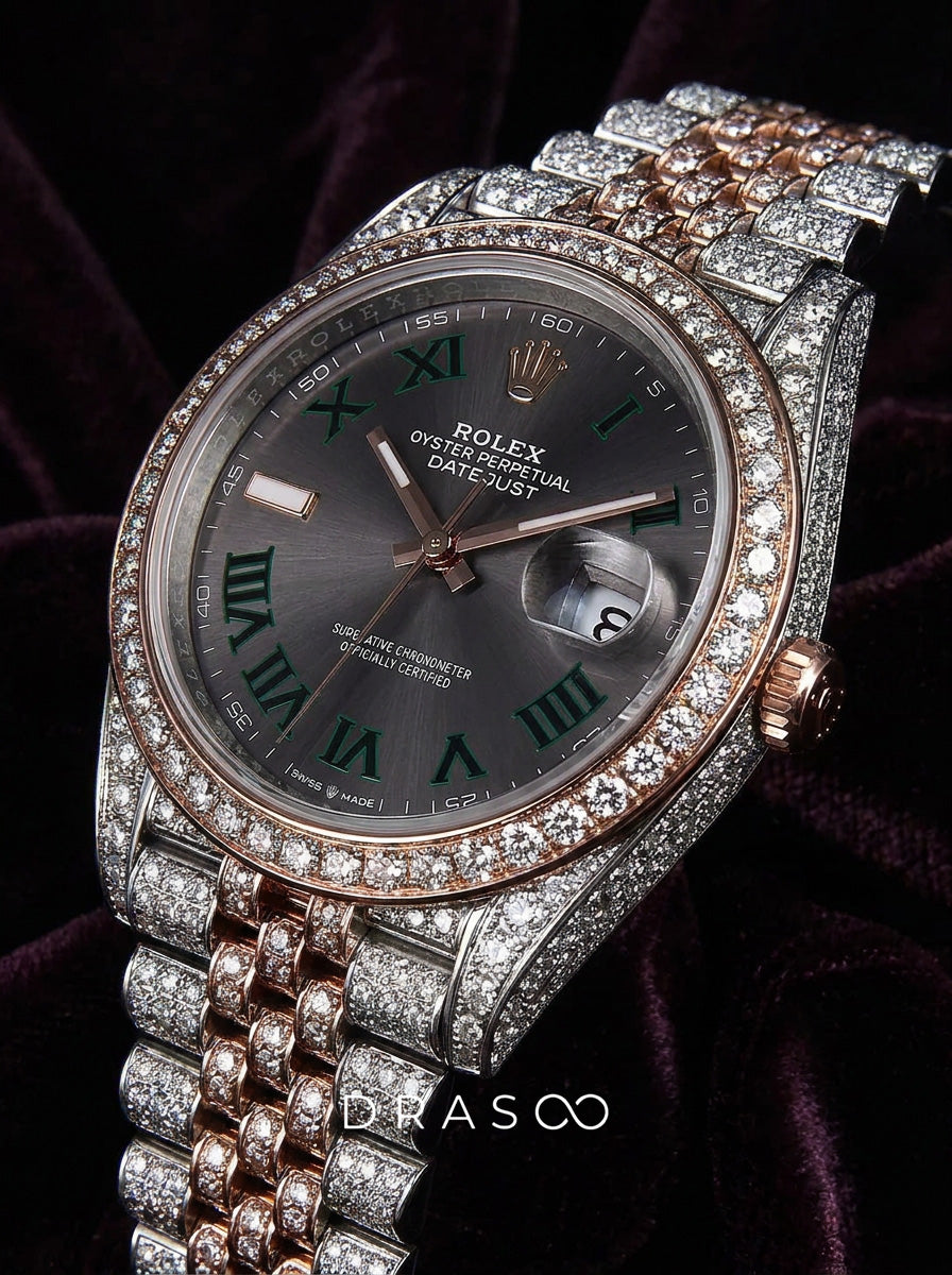 Rolex Datejust 41 – Oystersteel & Rose Gold – Jubilee – Wimbledon Dial – Custom Diamond-Set