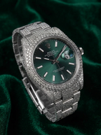 Rolex Datejust 41 – Oystersteel – Mint Green – Custom Pavé Diamond Set – Oyster