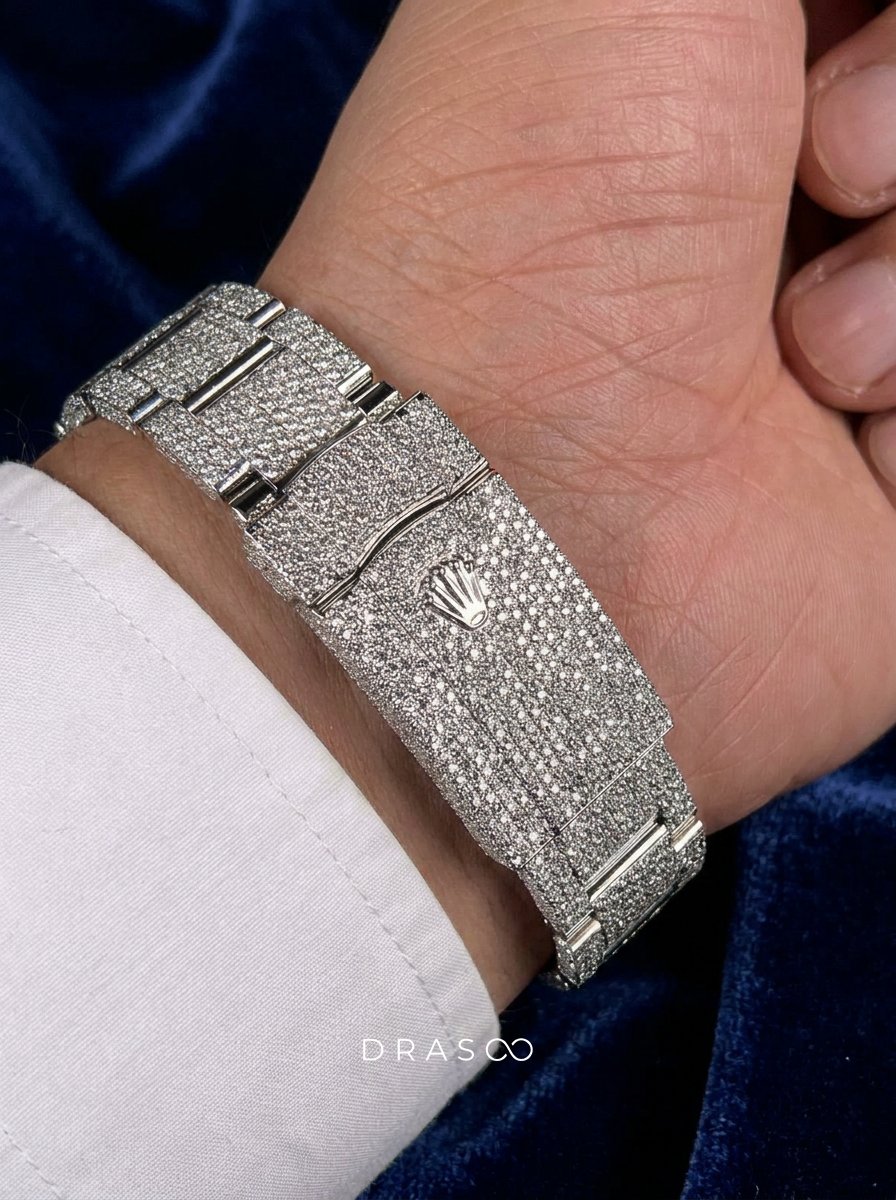 Rolex Datejust 41 – Oystersteel – Mint Green – Custom Pavé Diamond Set – Oyster