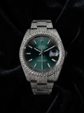 Rolex Datejust 41 – Oystersteel – Mint Green – Custom Pavé Diamond Set – Oyster