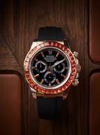 Rolex Daytona 40 mm – Yellow Gold – Custom Chronograph Dial & Orange Bezel – Oysterflex