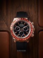 Rolex Daytona 40 mm – Yellow Gold – Custom Chronograph Dial & Orange Bezel – Oysterflex