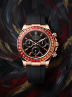 Rolex Daytona 40 mm – Yellow Gold – Custom Chronograph Dial & Orange Bezel – Oysterflex