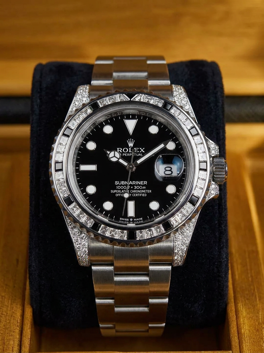 Rolex Submariner Date 41 mm – Oystersteel – Oyster – Custom Diamond-Set with 'Tuxedo' Bezel