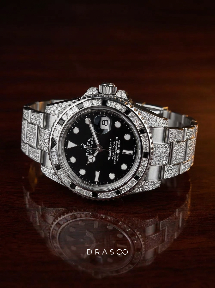 Rolex Submariner Date 41 mm – Oystersteel – Oyster – Custom Diamond-Set with 'Tuxedo' Bezel