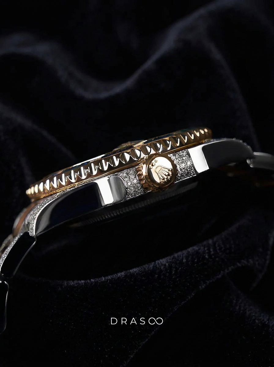 Rolex Submariner Date 41 mm – Oystersteel & Yellow Gold – Custom Diamond-Set with Blue Gemstone Bezel