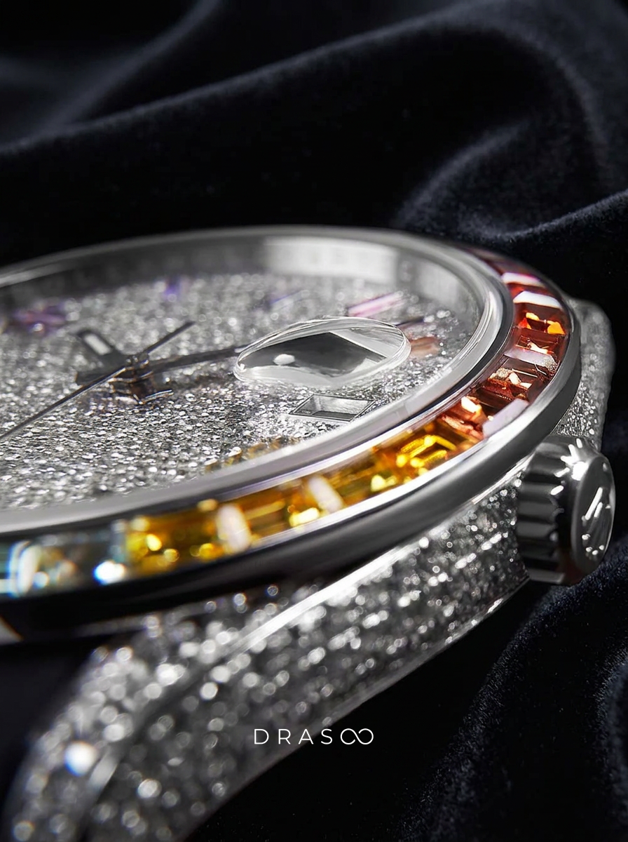 Rolex Datejust 41 – Oystersteel – Custom Rainbow Bezel & Diamond Dial – Black Horus
