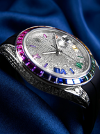 Rolex Datejust 41 – Oystersteel – Custom Rainbow Bezel & Diamond Dial – Black Horus
