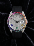 Rolex Datejust 41 – Oystersteel – Custom Rainbow Bezel & Diamond Dial – Black Horus