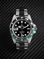 Rolex GMT-Master II 40 mm – Oystersteel – "Sprite" Custom Diamond-Set with Green/Black Gemstone Bezel