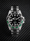 Rolex GMT-Master II 40 mm – Oystersteel – "Sprite" Custom Diamond-Set with Green/Black Gemstone Bezel