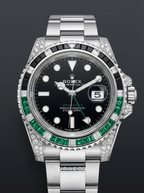 Rolex GMT-Master II 40 mm – Oystersteel – "Sprite" Custom Diamond-Set with Green/Black Gemstone Bezel