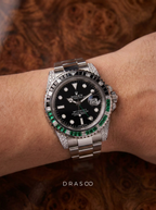 Rolex GMT-Master II 40 mm – Oystersteel – "Sprite" Custom Diamond-Set with Green/Black Gemstone Bezel