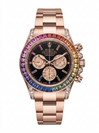 Rolex Cosmograph Daytona 40 mm – Rose Gold – Custom Chronograph Dial & Rainbow Bezel – Oyster