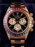 Rolex Cosmograph Daytona 40 mm – Rose Gold – Custom Chronograph Dial & Rainbow Bezel – Oyster