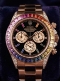 Rolex Cosmograph Daytona 40 mm – Rose Gold – Custom Chronograph Dial & Rainbow Bezel – Oyster