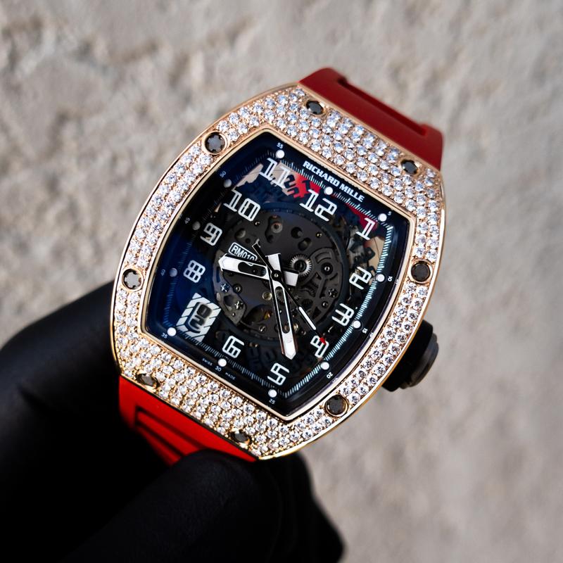 RICHARD MILLE RM 010 – SKELETONISED AUTOMATIC ROSE GOLD – CUSTOM DIAMOND SET