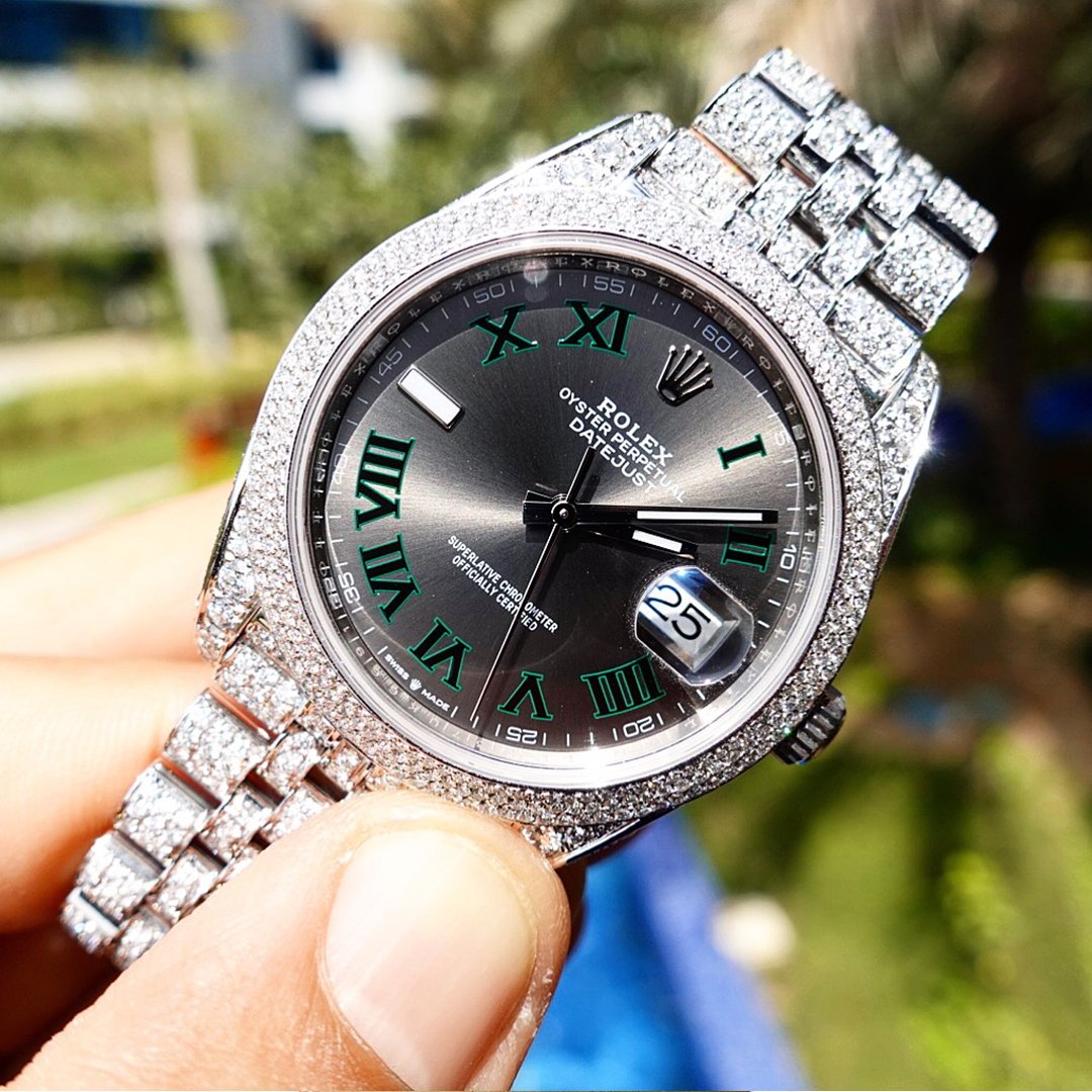 ROLEX DATEJUST 41 – “WIMBLEDON” DIAL – OYSTERSTEEL – JUBILEE – CUSTOM DIAMOND SET (PAVÉ BEZEL)