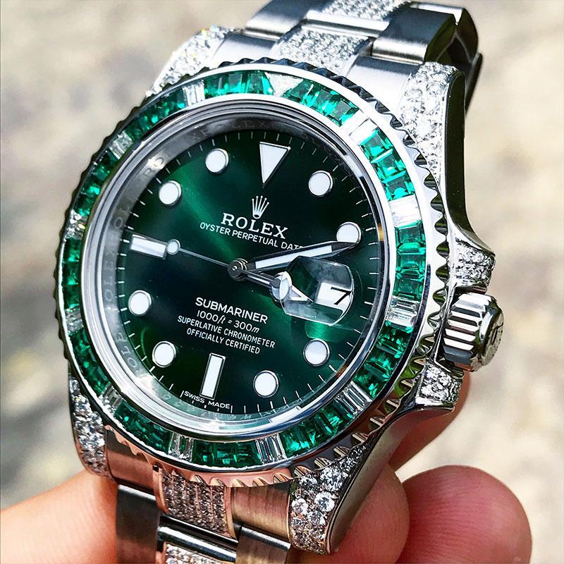 ROLEX SUBMARINER – OYSTERSTEEL “HULK”- OYSTER – CUSTOM DIAMOND SET & BEZEL