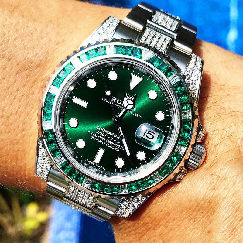ROLEX SUBMARINER – OYSTERSTEEL “HULK”- OYSTER – CUSTOM DIAMOND SET & BEZEL