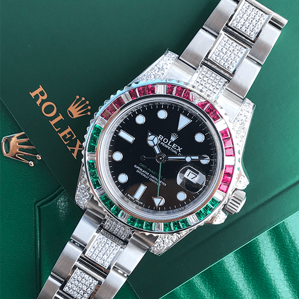 ROLEX GMT-MASTER II – OYSTERSTEEL “ITALIANO”- OYSTER – CUSTOM DIAMOND SET