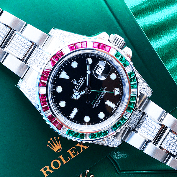 ROLEX GMT-MASTER II – OYSTERSTEEL “ITALIANO”- OYSTER – CUSTOM DIAMOND SET