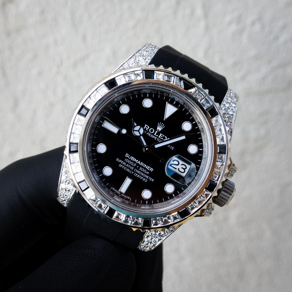 ROLEX SUBMARINER DATE – OYSTERSTEEL – OYSTER – TUXEDO BEZEL – CUSTOM DIAMOND SET – HORUS BLACK