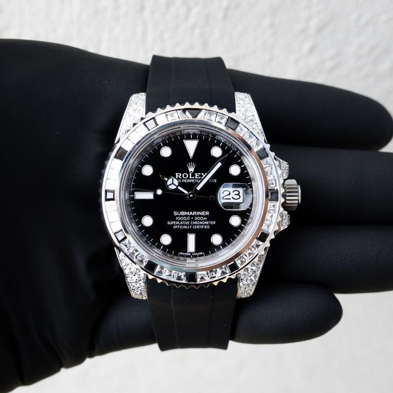 ROLEX SUBMARINER DATE – OYSTERSTEEL – OYSTER – TUXEDO BEZEL – CUSTOM DIAMOND SET – HORUS BLACK