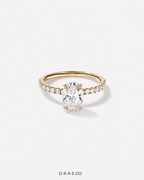 1.81 Carat TW Oval Lab-Grown Diamond Side Accent Engagement Ring in 14K Yellow Gold