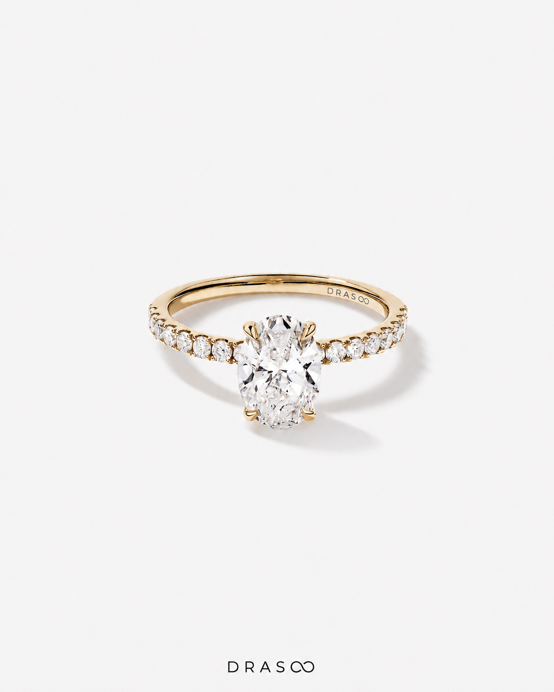1.81 Carat TW Oval Lab-Grown Diamond Side Accent Engagement Ring in 14K Yellow Gold