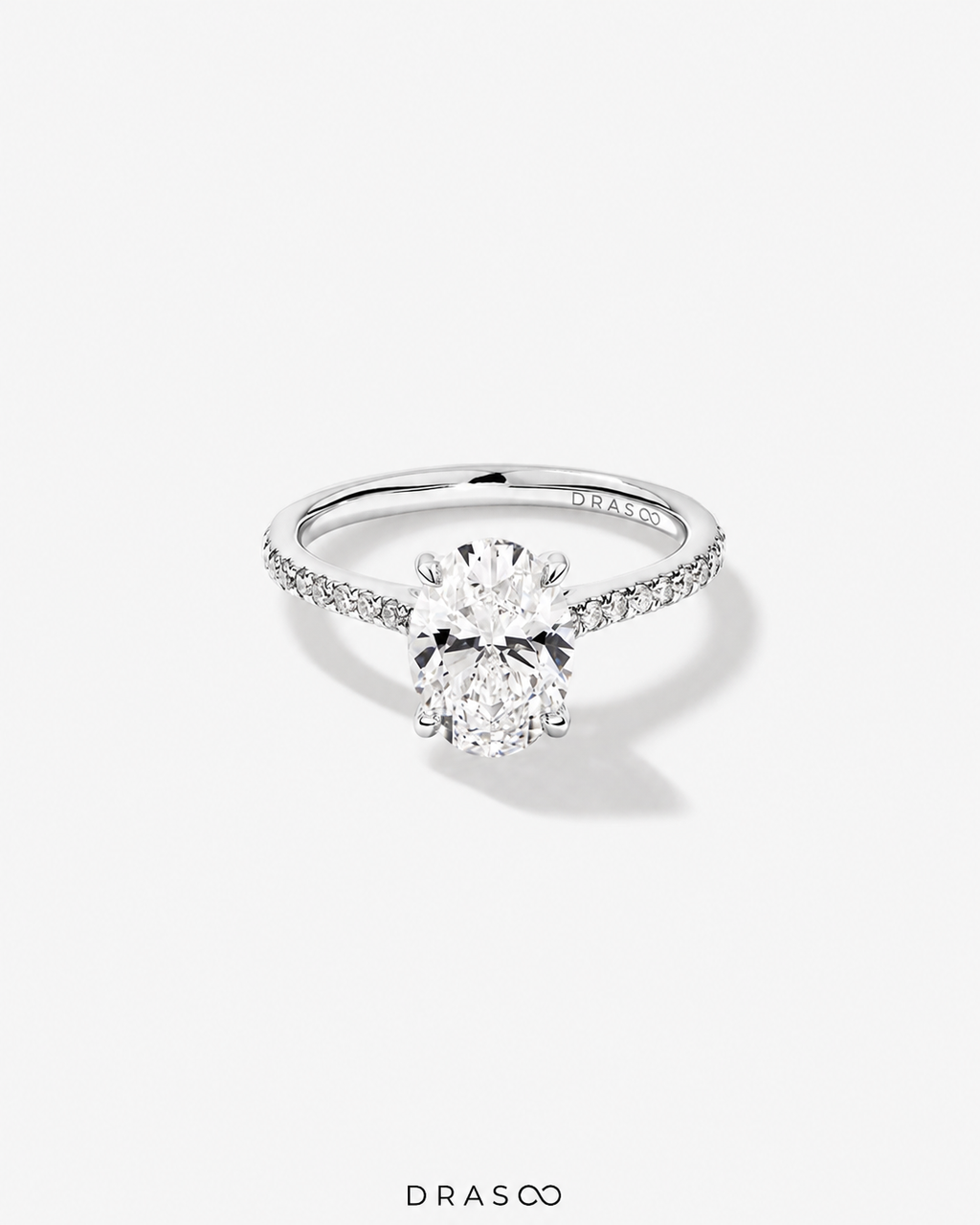 2.20 Carat TW Oval Cut Lab-Grown Diamond Side Accent Engagement Ring in 14K Yellow &amp; White Gold