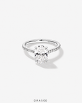 2.20 Carat TW Oval Cut Lab-Grown Diamond Side Accent Engagement Ring in 14K Yellow &amp; White Gold