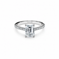 Emerald-Cut Engagement Ring with a Pavé Diamond Platinum Band
