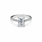 Emerald-Cut Engagement Ring with a Pavé Diamond Platinum Band