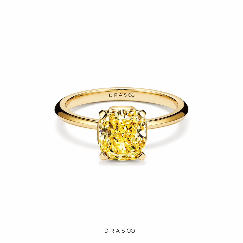 Engagement Ring with a Cushion-Cut Yellow Diamond in 10K Yellow Gold