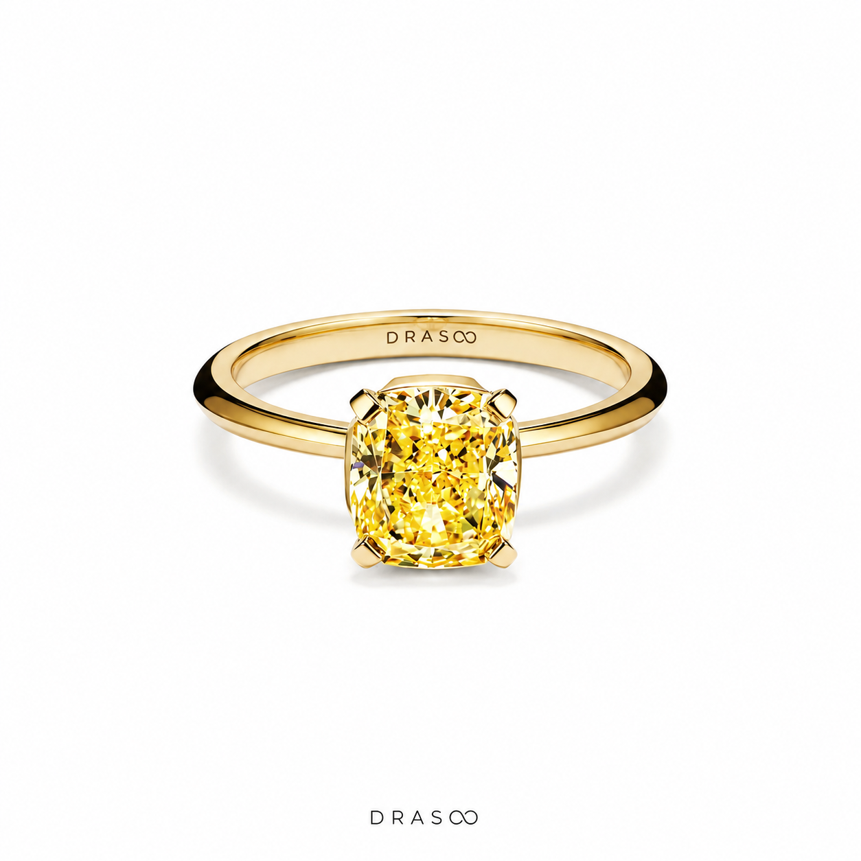 Engagement Ring with a Cushion-Cut Yellow Diamond in 10K Yellow Gold