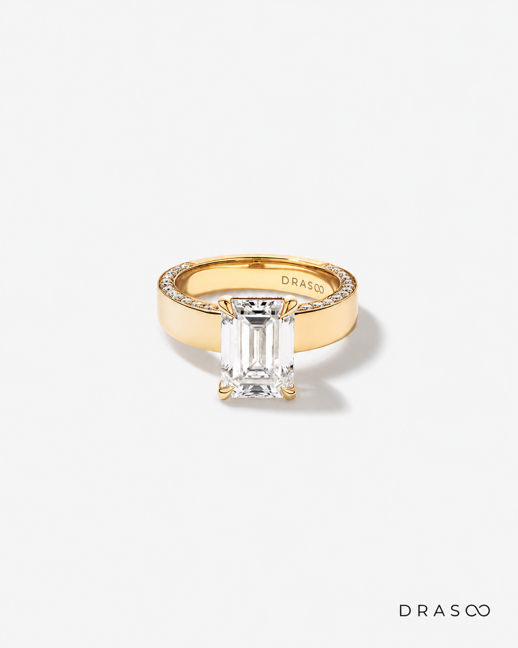 4.56 Carat TW Emerald Cut Lab-Grown Diamond Engagement Ring in 18K Yellow Gold