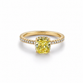 Engagement Ring with a Cushion-Cut Yellow Diamond and an 18K Yellow Gold Diamond Band