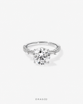 4.59 Carat TW Round Brilliant &amp; Baguette Lab-Grown Diamond Engagement Ring in 18K White Gold